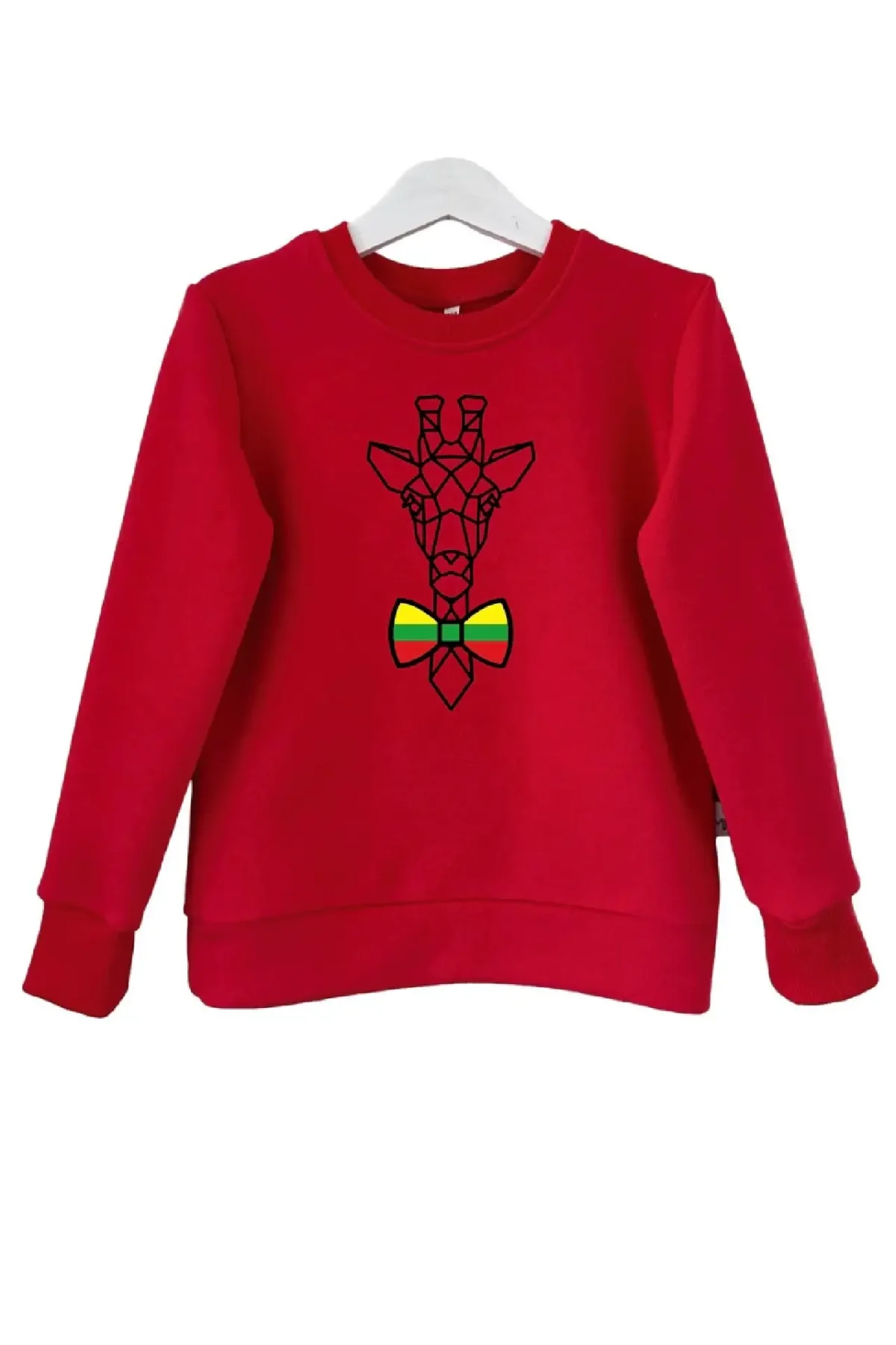 Raudonas džemperis su trispalve