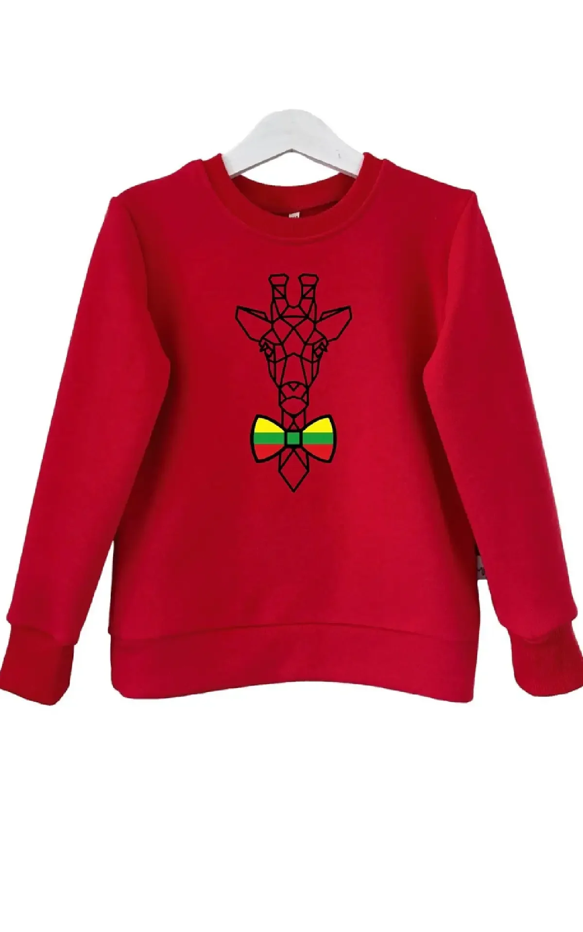 Raudonas džemperis su trispalve