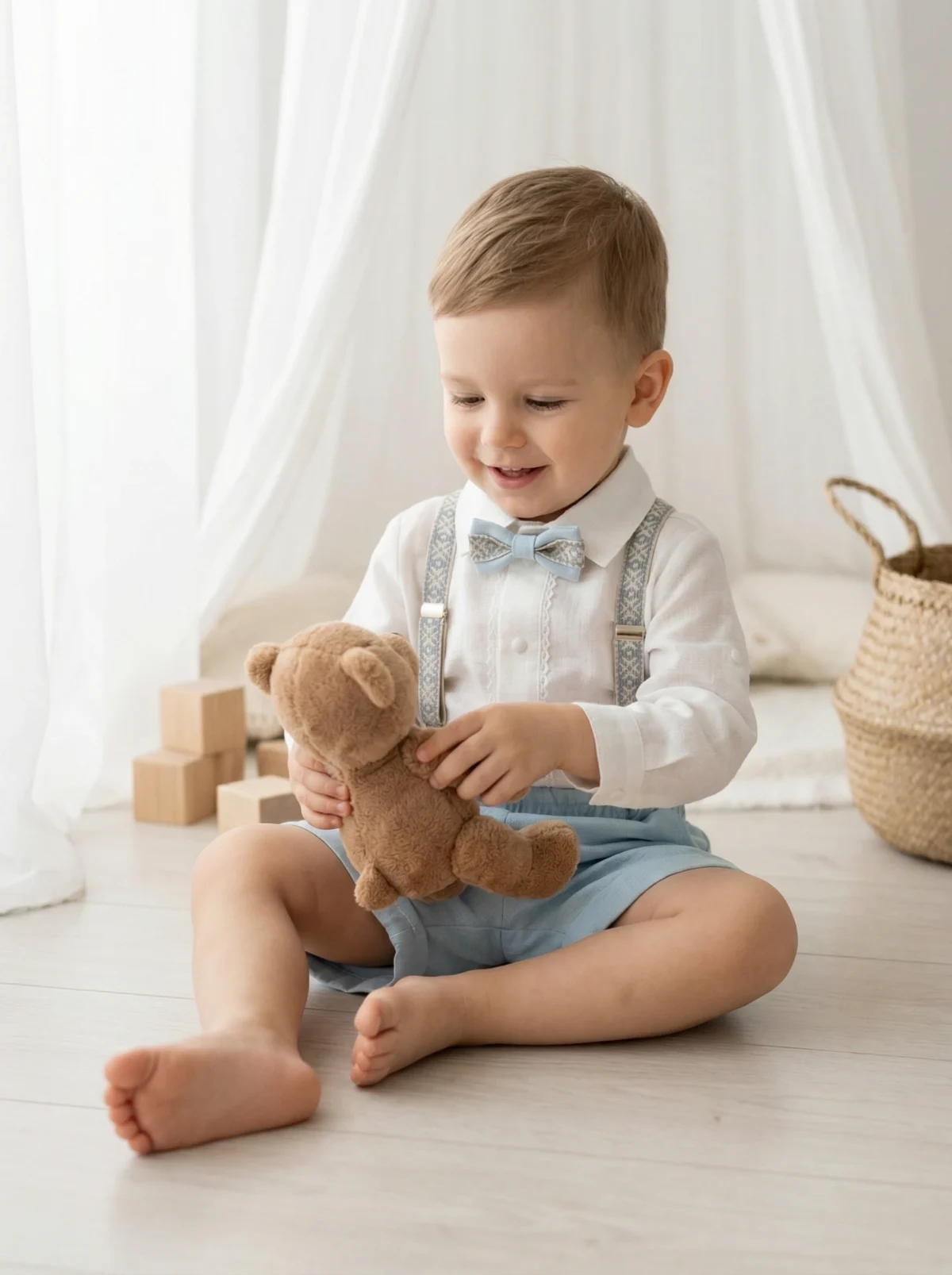 Puošnus lininis kostiumas su šortais