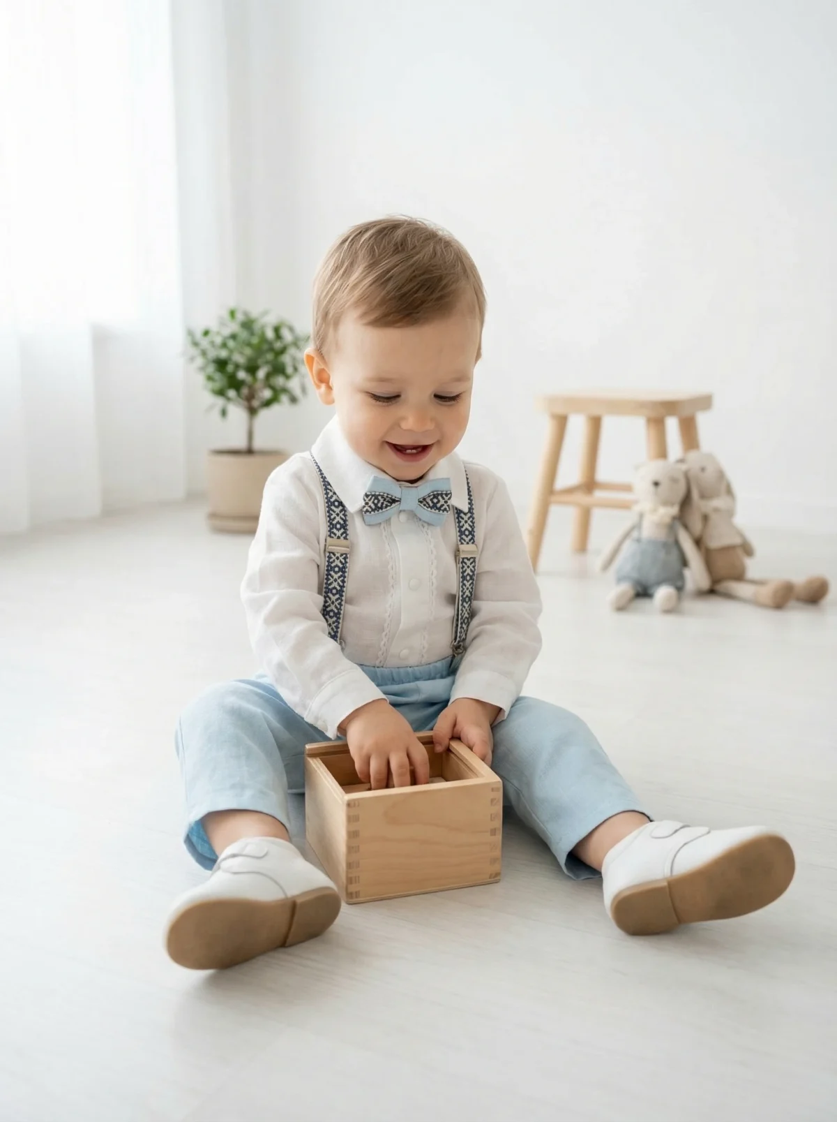 Žydras kostiumėlis su kelnėmis